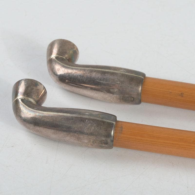 田中 野夫　木村清五郎作　純銀刻印　南鐐火煙管　一双　共箱　V　9237