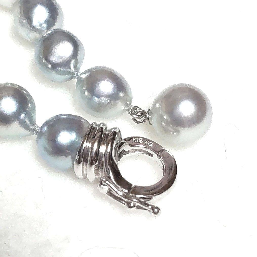 美品♡k18金具♡ナチュラルブルー♡アコヤ真珠♡90㎝♡ロングネックレス