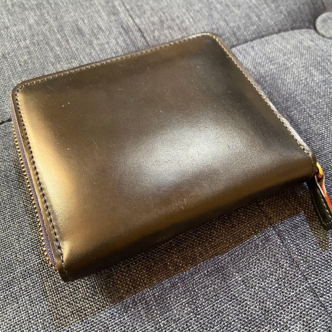 GANZO大阪限定 コンパクトジップウォレット　ネイビー×タバコ　コードバン