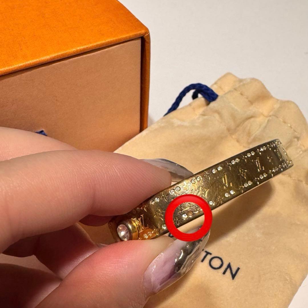 LOUIS VUITTON リジットブレスレットナノグラムストラス　sサイズ