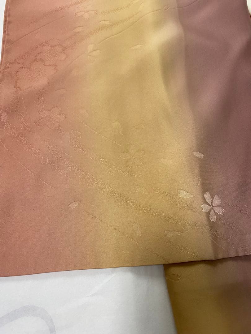 【美品】長襦袢　袷　正絹　桜模様　グラデーション