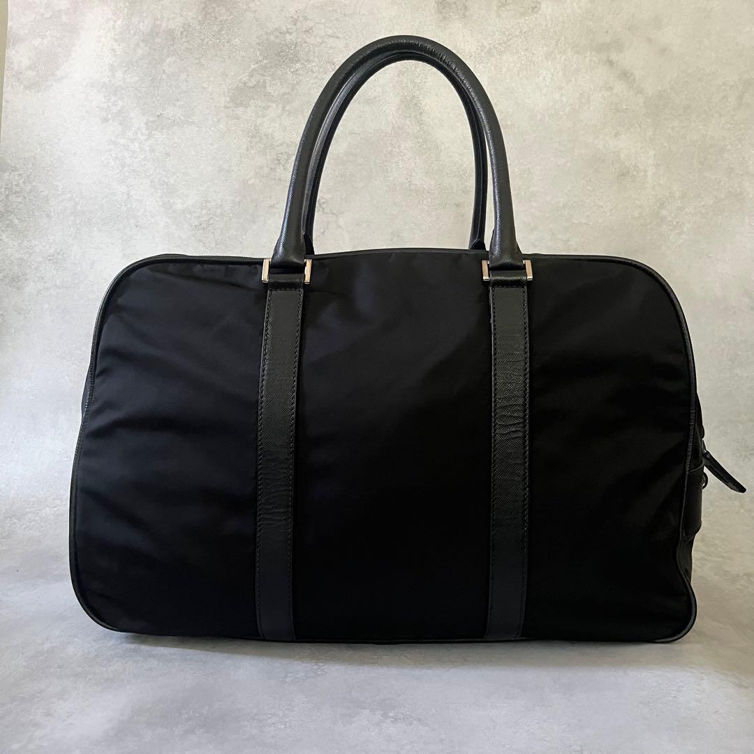 【極美品】PRADA トートバッグ　ボストンバッグ　ナイロン×サフィアーノ　黒