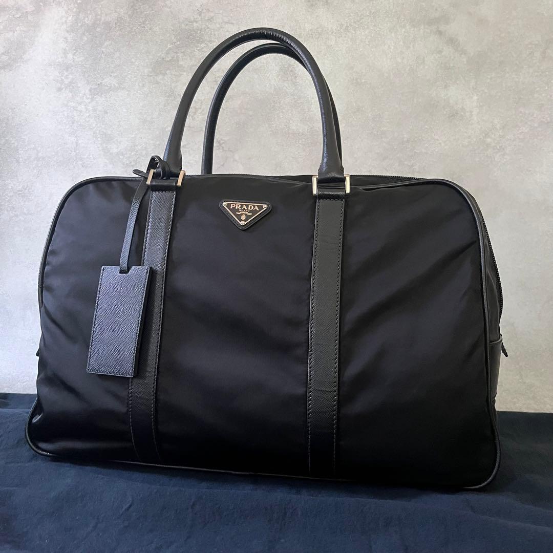 【極美品】PRADA トートバッグ　ボストンバッグ　ナイロン×サフィアーノ　黒