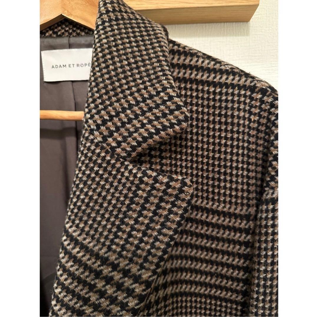 【即購入可】アダムエロペ ダブルフェイスオーバーコート　チェックコート