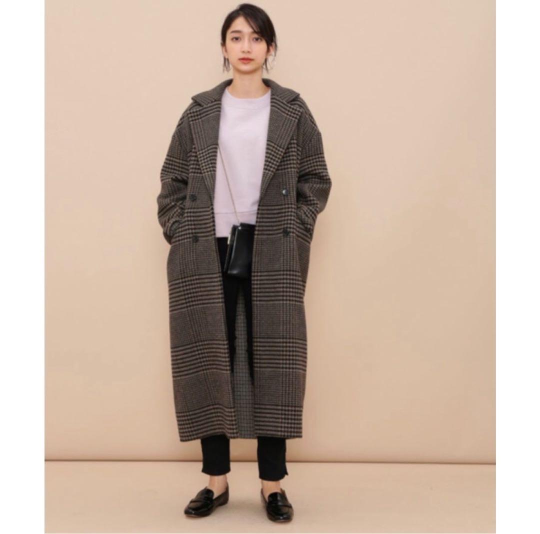 【即購入可】アダムエロペ ダブルフェイスオーバーコート　チェックコート