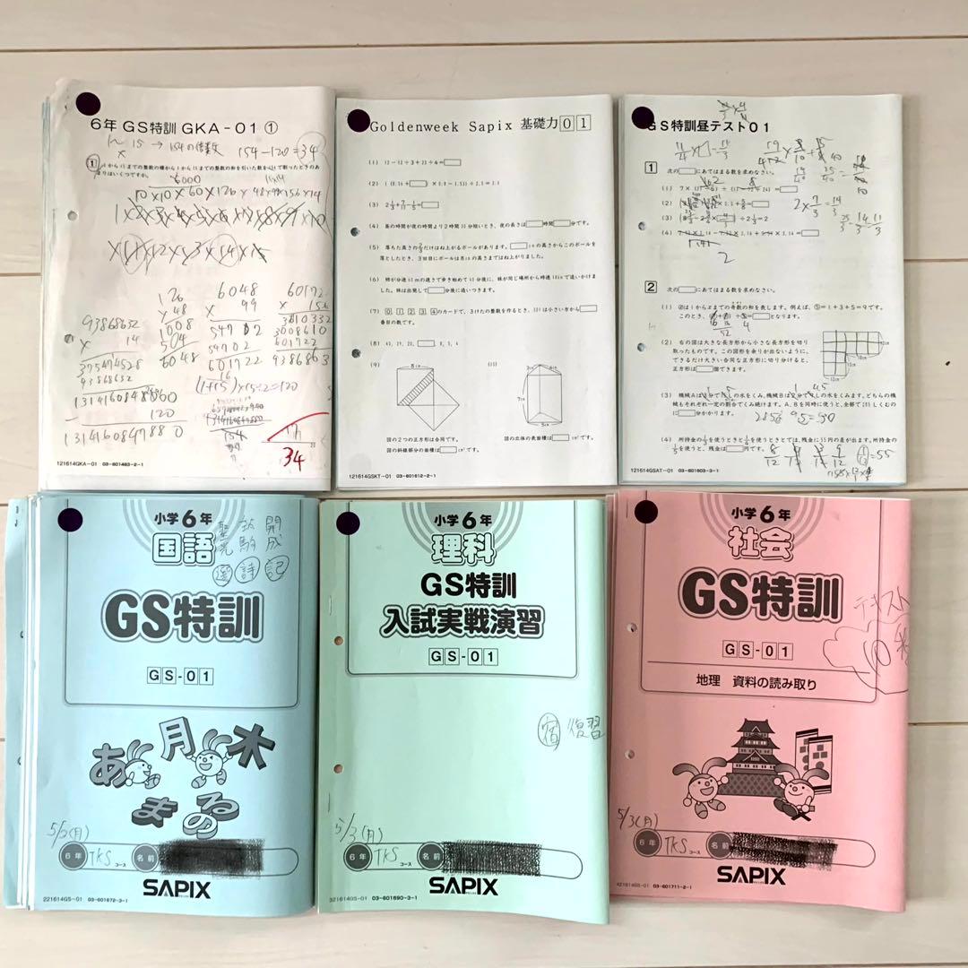 サピックス 6年 GS特訓 全4科目 筑駒開成渋渋コース 22年終了組