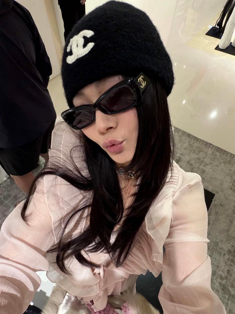 CHANEL ブラック ニット帽・ビーニー