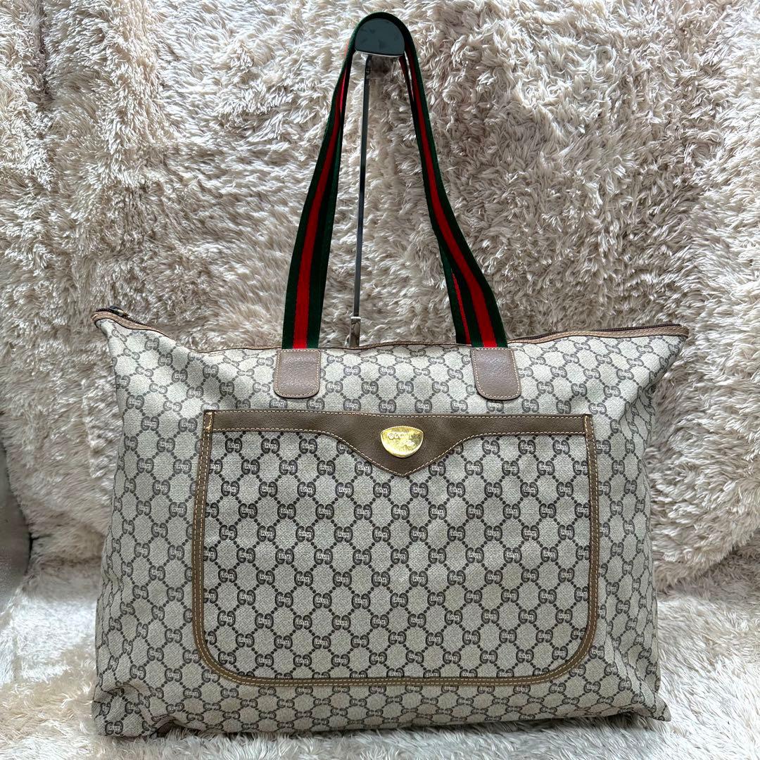 【美品】 GUCCI GGパターン トートバッグ ベージュ シェリー スプリーム