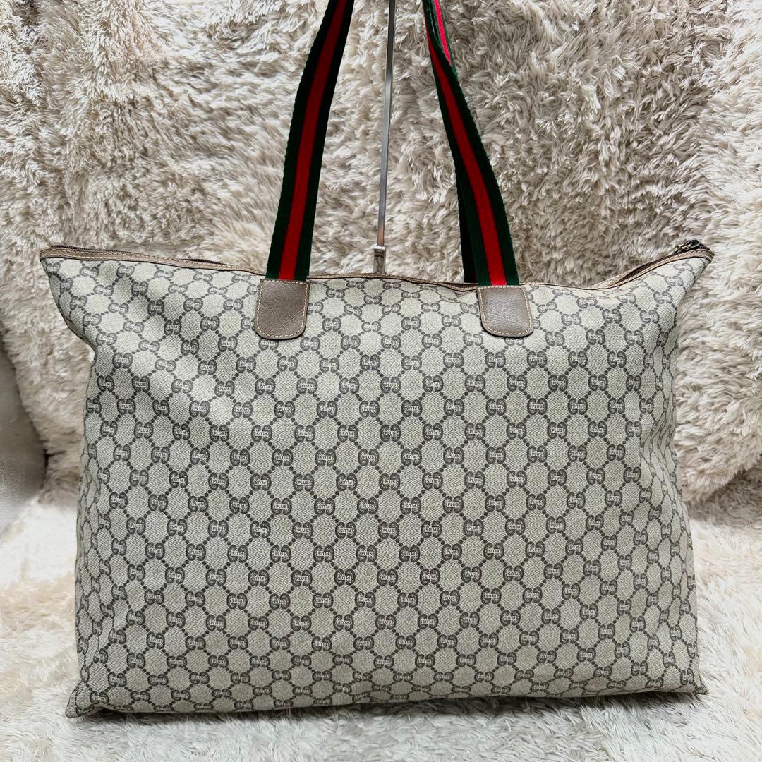 【美品】 GUCCI GGパターン トートバッグ ベージュ シェリー スプリーム