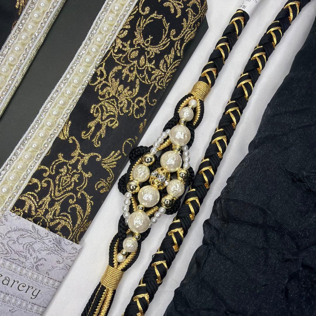 新品　2026年新作モデル　帯締め　帯揚げ　半襟　重ね襟　セット　黒