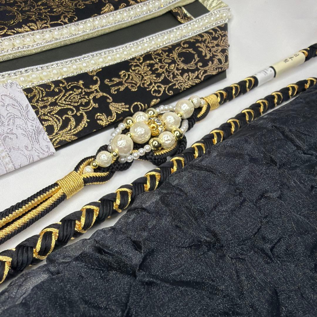 新品　2026年新作モデル　帯締め　帯揚げ　半襟　重ね襟　セット　黒
