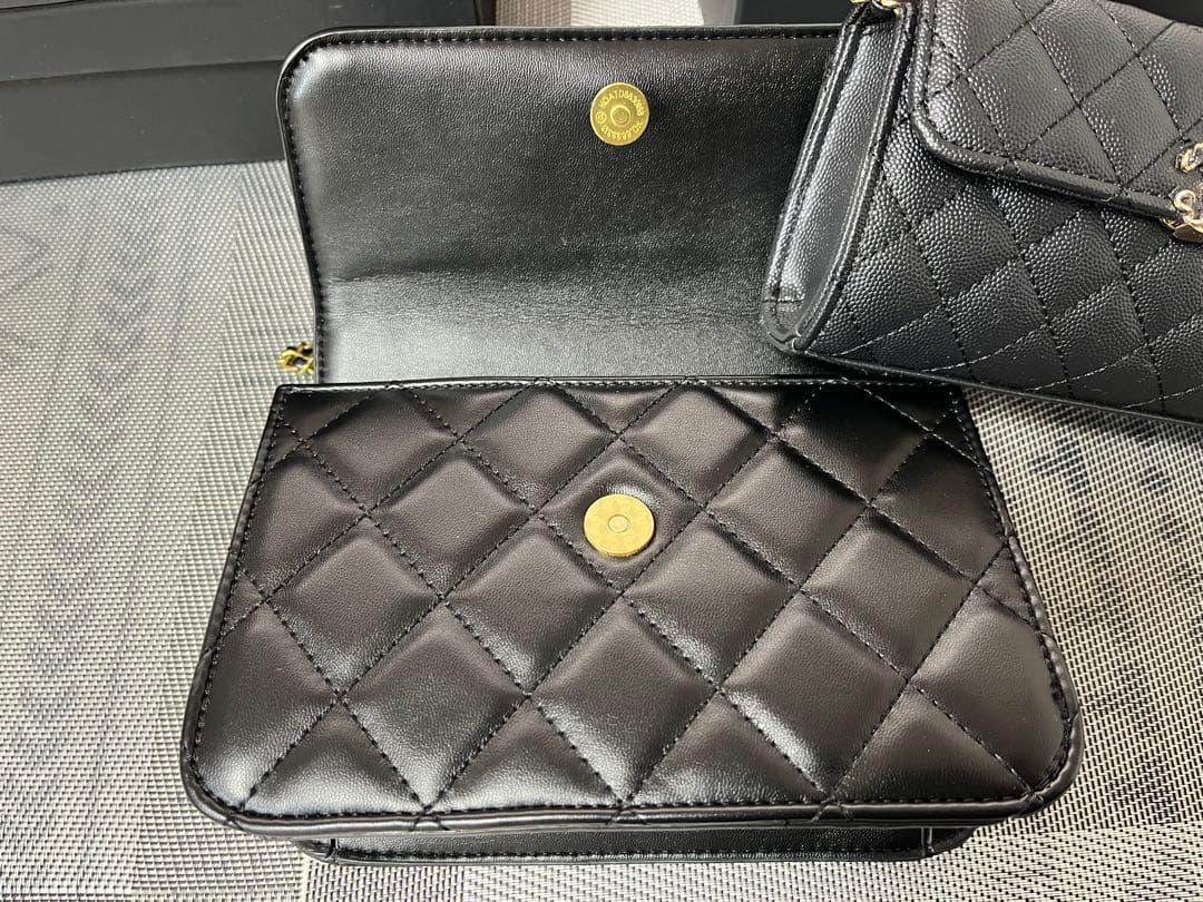 CHANEL ノベルティマトラッセ キルティング ショルダーバッグ ブラック