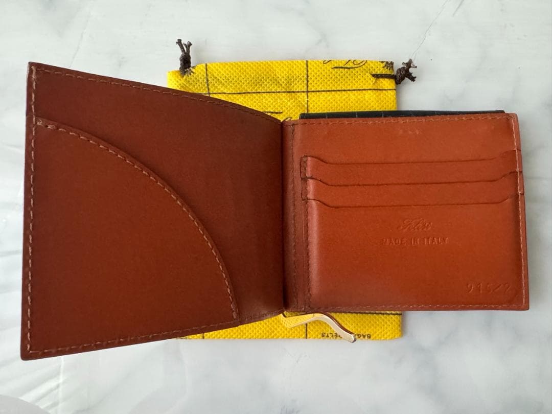 Felisi　915/2/SA　マネークリップ　クロコ型押しレザー　ブラック/黒