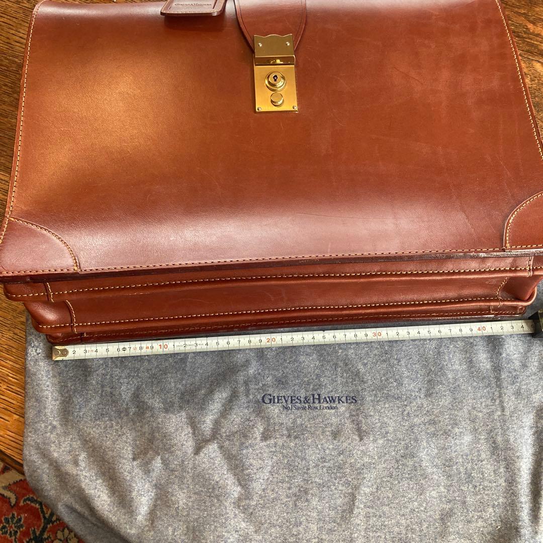 GIEVES & HAWKES ブラウンレザー ブリーフケース　GLAY布袋付き