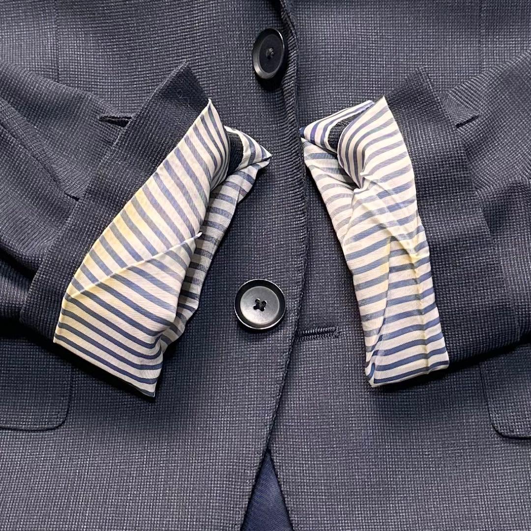 現行 極美品 トゥモローランド ドラゴ生地 セットアップ 総裏 ネイビー 44