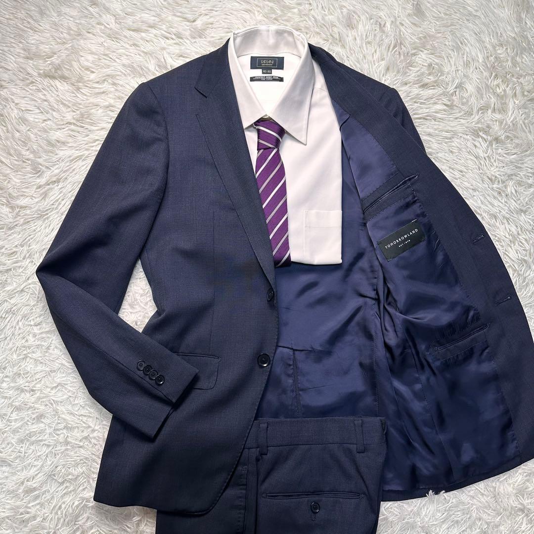 現行 極美品 トゥモローランド ドラゴ生地 セットアップ 総裏 ネイビー 44