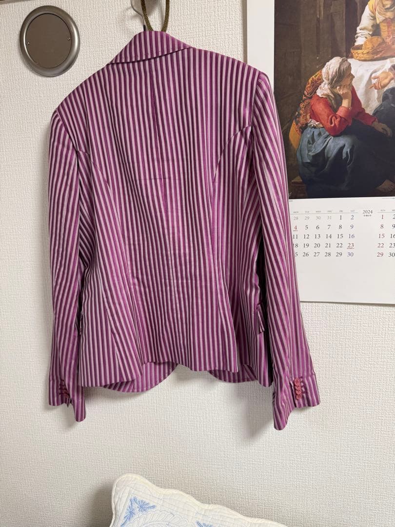 ETRO テーラードジャケット 紫と白のストライプ