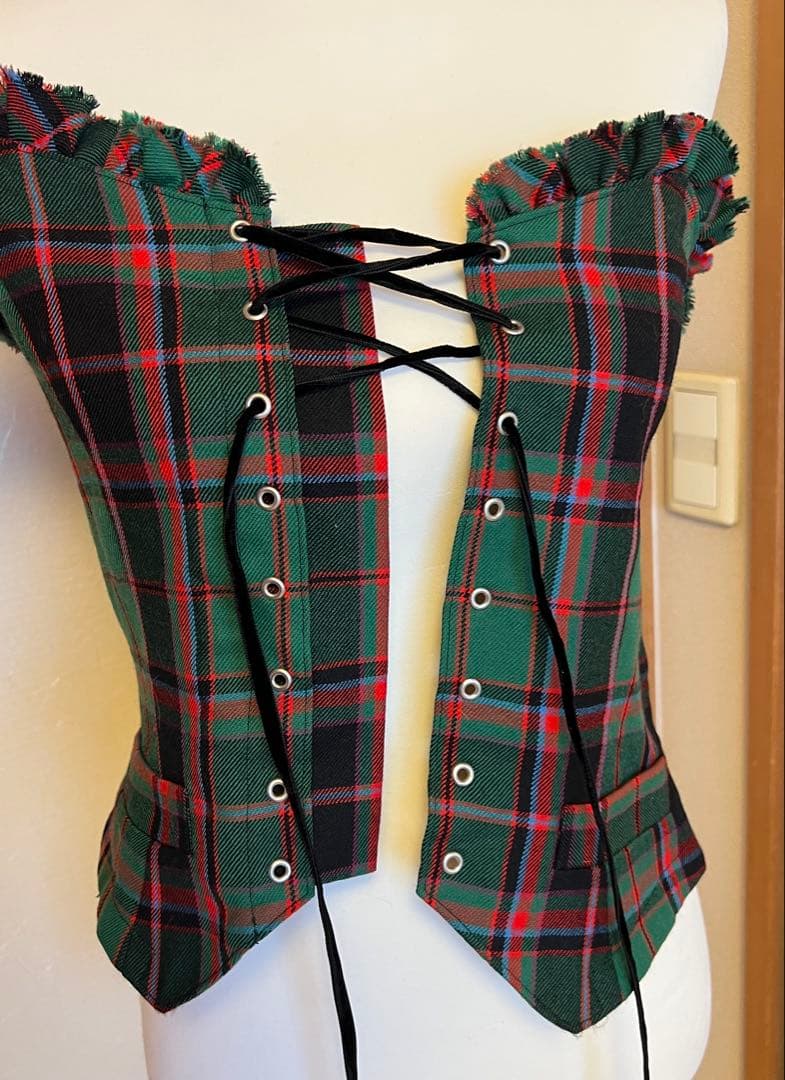 ジェーンマープル　ビスチェ　パンツ　セットアップ　ウール　グリーン　チェック