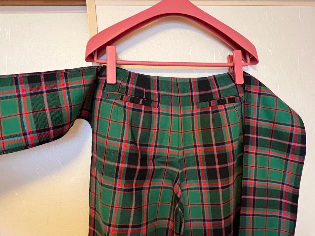 ジェーンマープル　ビスチェ　パンツ　セットアップ　ウール　グリーン　チェック