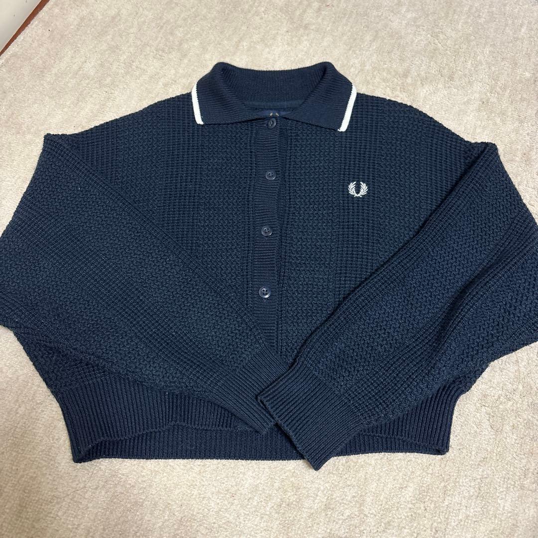 ネイビー ニット ポロシャツ 長袖