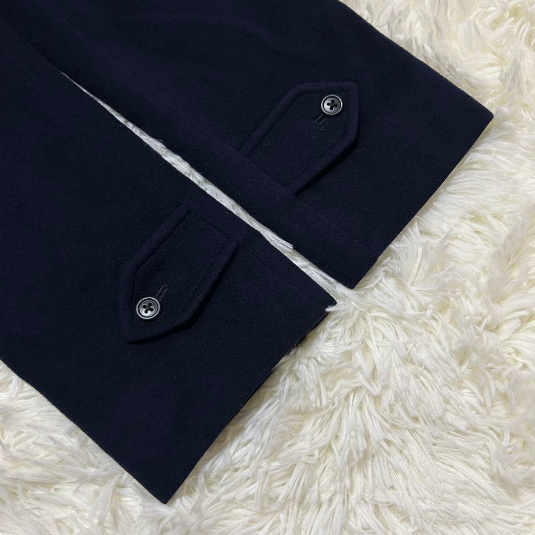 【美品/L】バーバリー チェスターコート アウター カシミヤ15% Aライン 紺