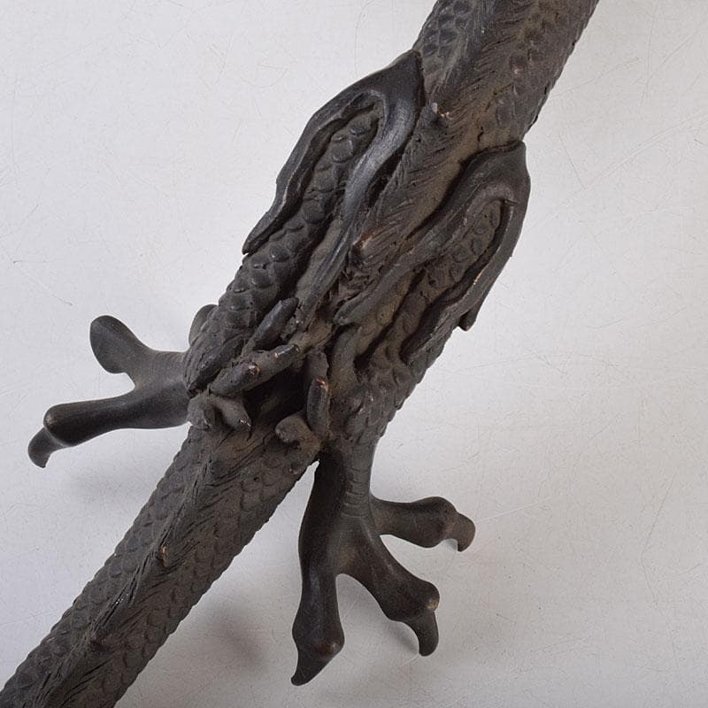 ヤマ　時代金工　古銅　輝銘　宝珠龍　置物　約3.9㎏　F　R9062B