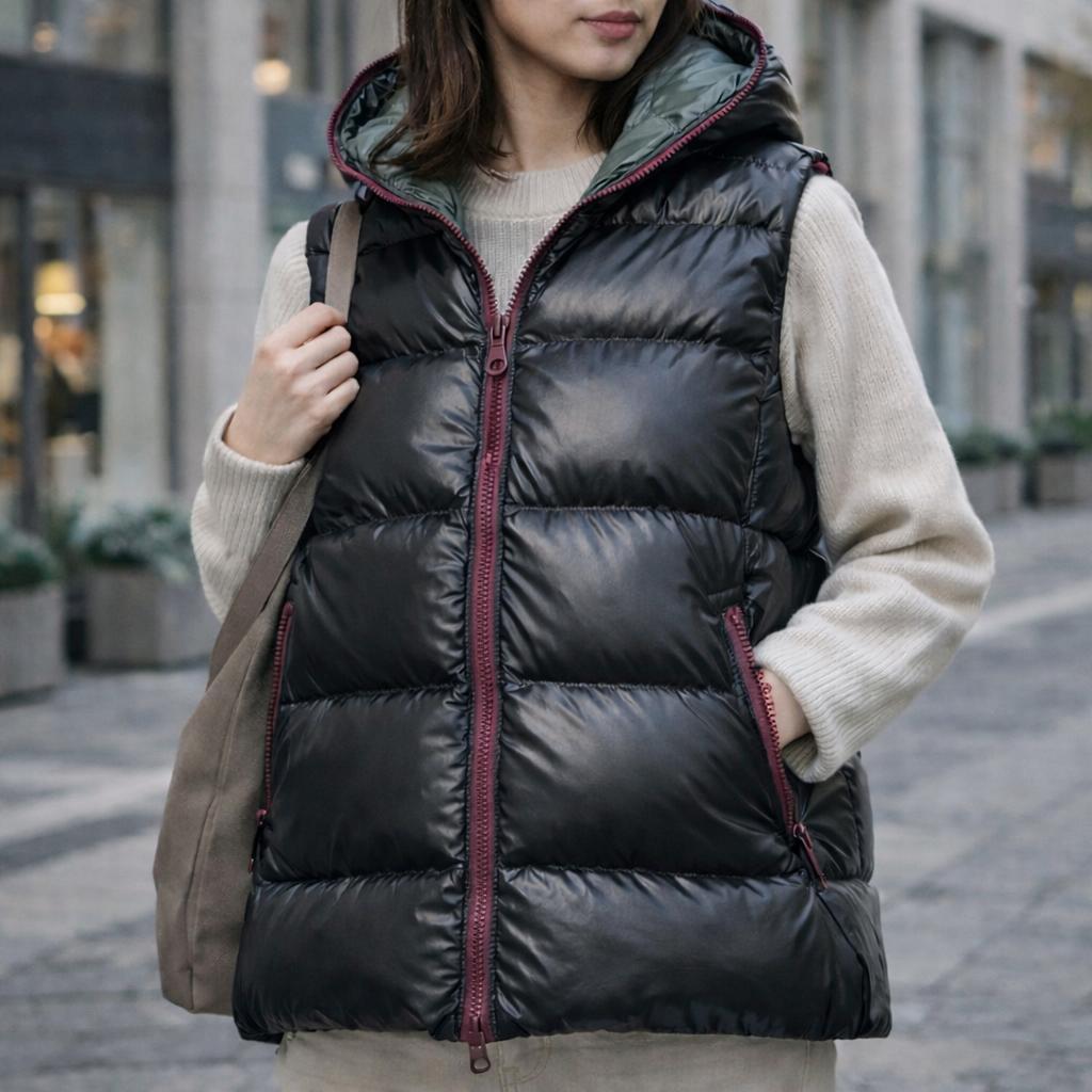 【美品/大きいサイズ】DUVETICA　FEBE ダウンベスト 光沢 44