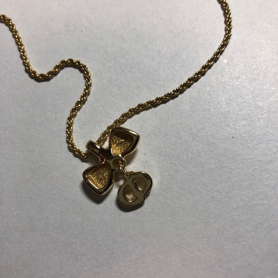 は*か様 794 希少　クリスチャンディオール　ゴールド ロゴ　リボンネックレス