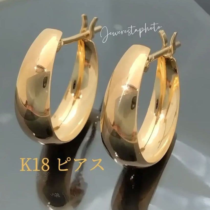 K18✨フープデザインピアス◯シンプル・定番ピアスv(o´ з｀o)♪地金
