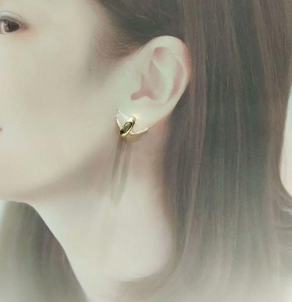 K18✨フープデザインピアス◯シンプル・定番ピアスv(o´ з｀o)♪地金