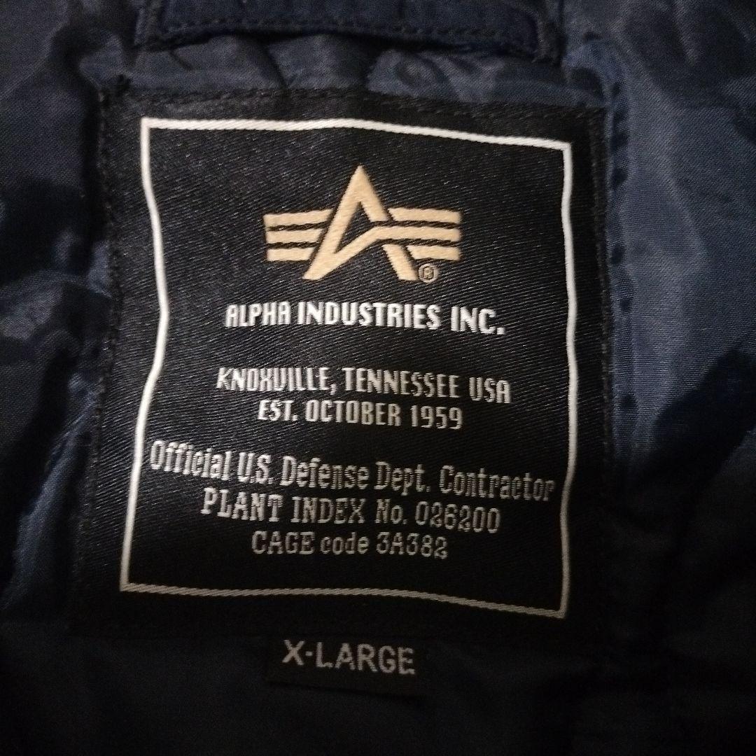 ALPHA IND フード付きMA-1ジャケット ネイビー