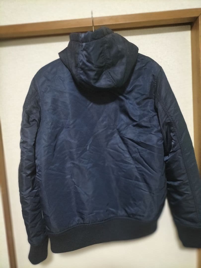 ALPHA IND フード付きMA-1ジャケット ネイビー