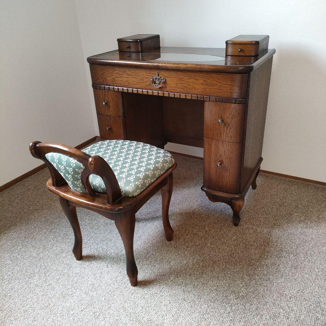 クラシック木製文机と椅子セット