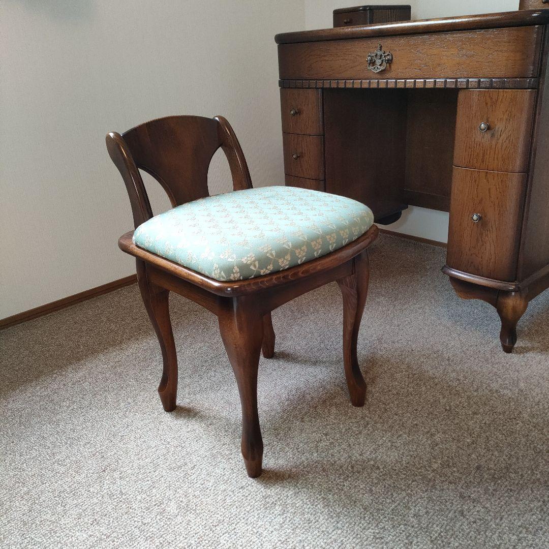 クラシック木製文机と椅子セット
