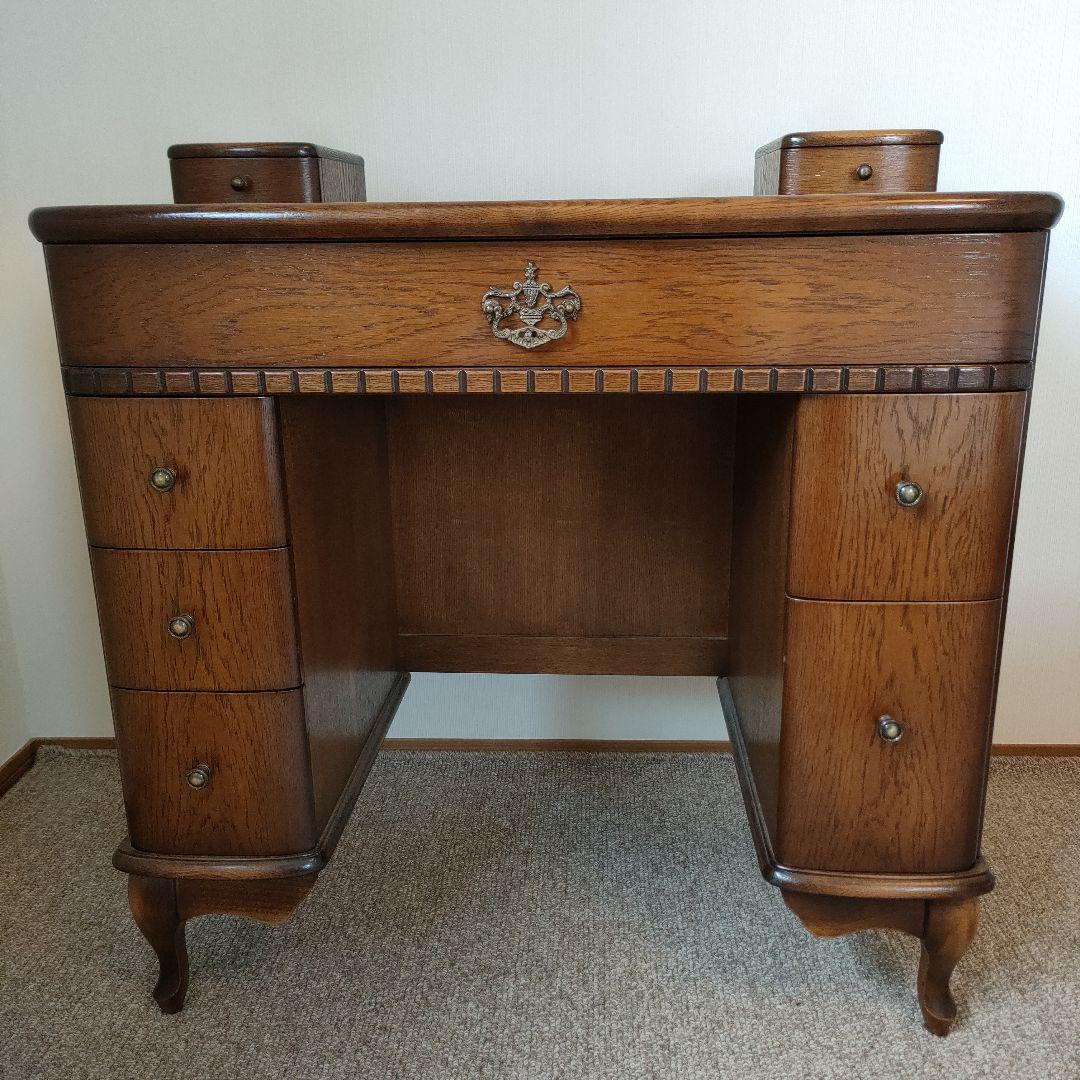 クラシック木製文机と椅子セット