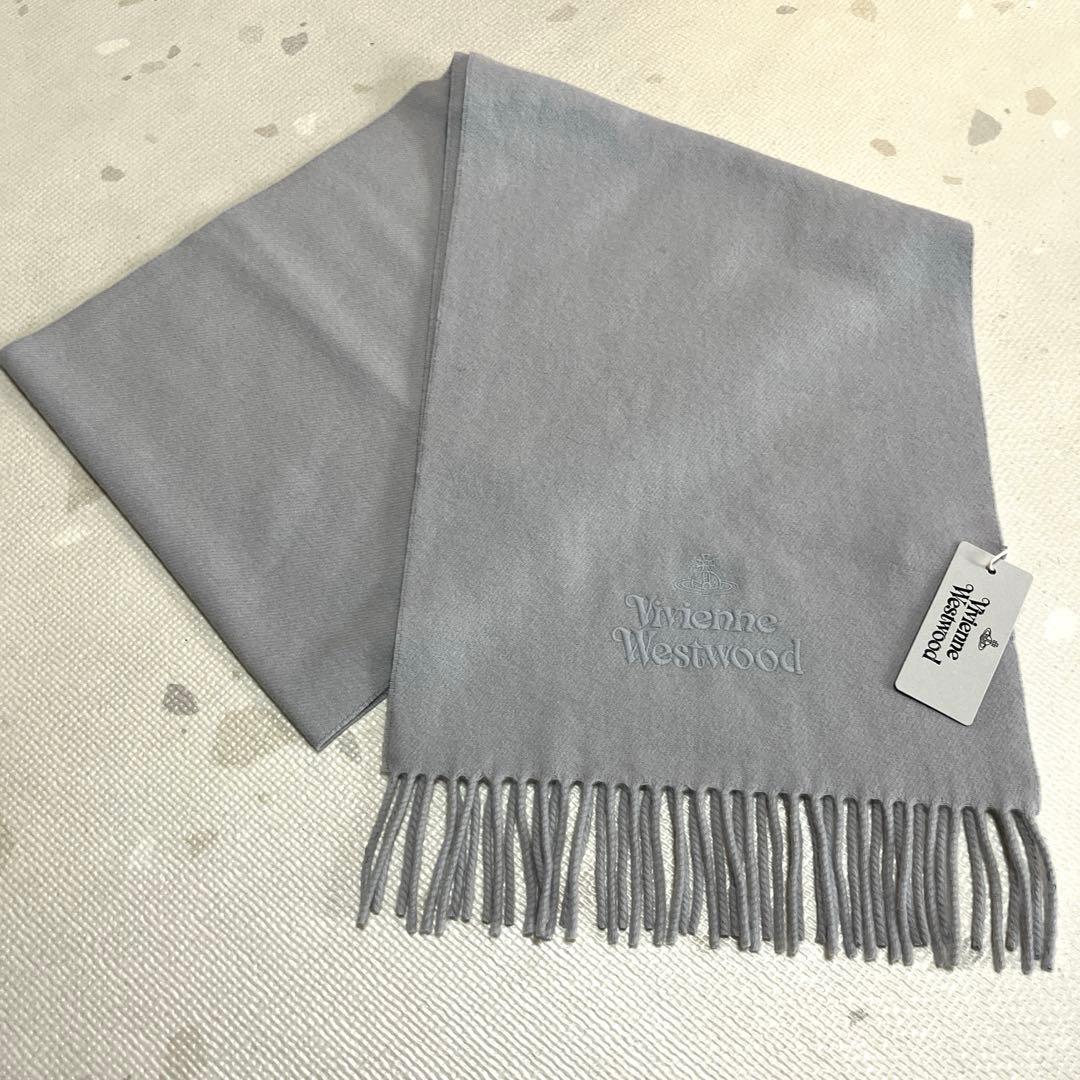 タグ付き　ヴィヴィアンウエストウッド　マフラー　ウール　ライトグレー　イタリア産