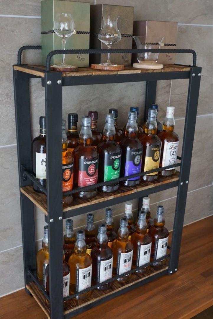 ウィスキーラック　男前インテリア　棚　ハンドメイド　お酒　ウィスキー