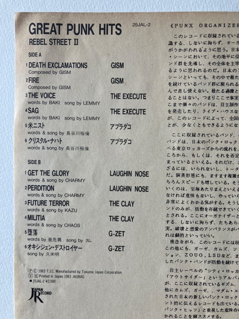 GREAT PUNK HITS LPレコード