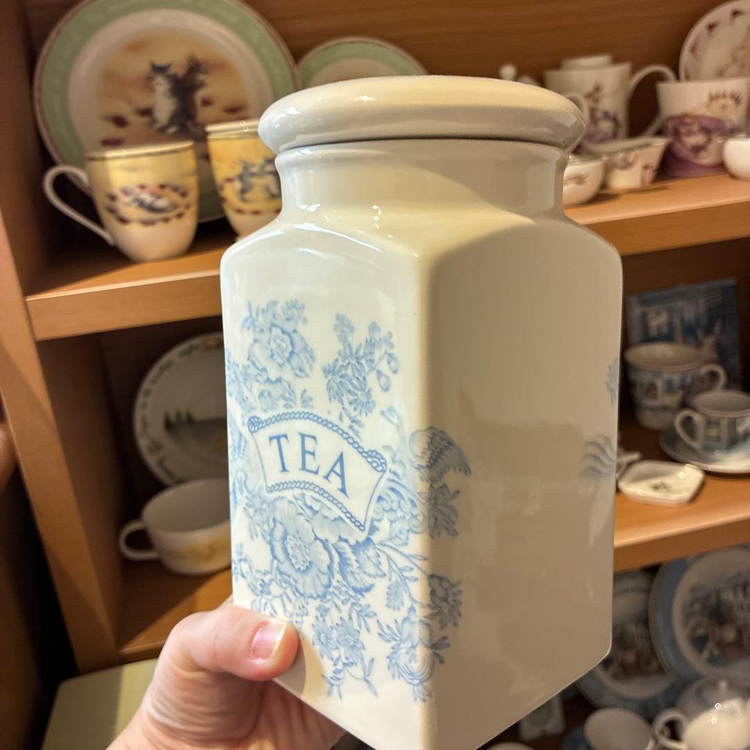 Burleigh ティーキャニスター　ブルー　アジアティックフェザンツ