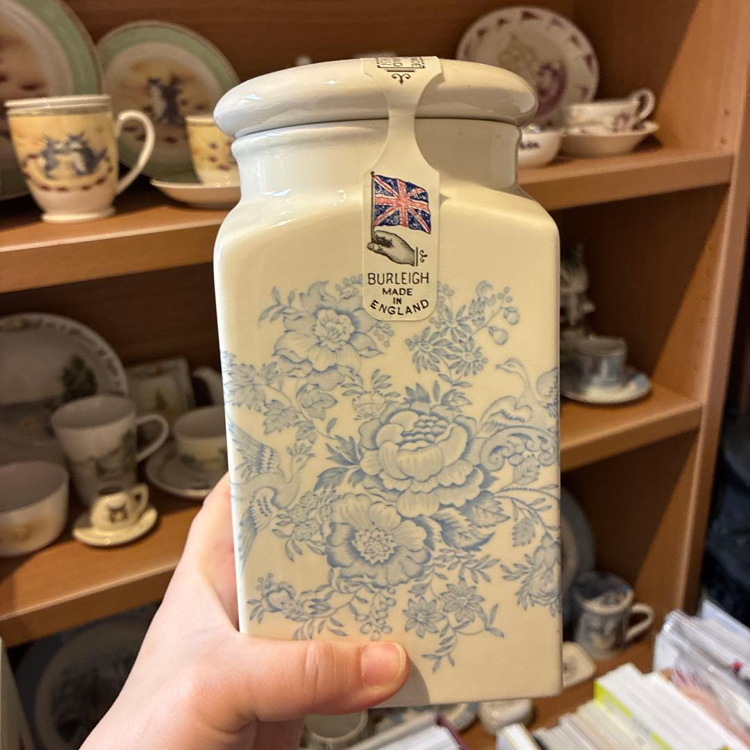 Burleigh ティーキャニスター　ブルー　アジアティックフェザンツ