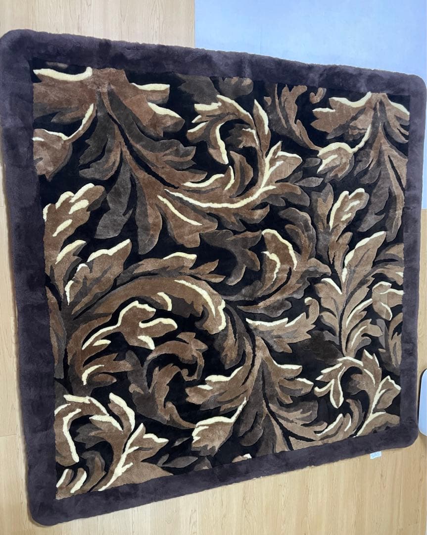 美品 京都西川 ムートンラグ 天然羊毛 オーストラリア産 厚手 備長炭シート