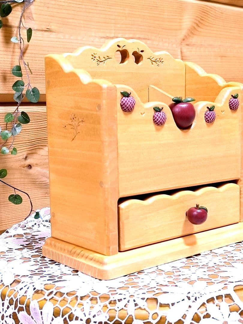 ⭐️アメリカンカントリー雑貨❤️ぷっくりෆりんごෆの多目的スタンド★引き出し付き