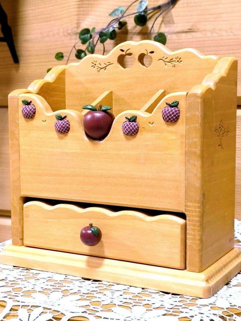 ⭐️アメリカンカントリー雑貨❤️ぷっくりෆりんごෆの多目的スタンド★引き出し付き