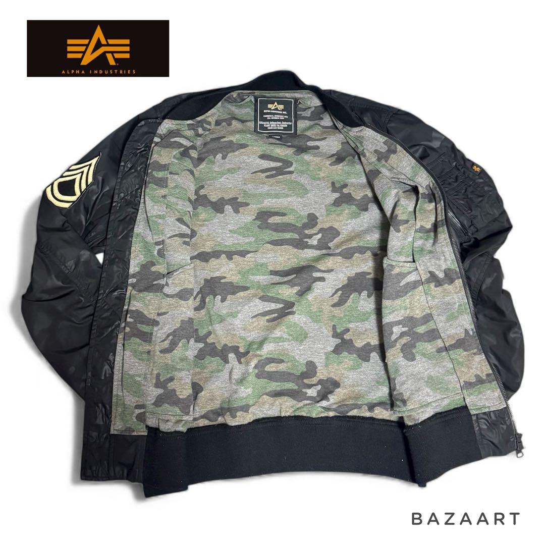 ALPHA MA-1 アルファ フライトジャケット 迷彩 カモフラ 黒 ブラック
