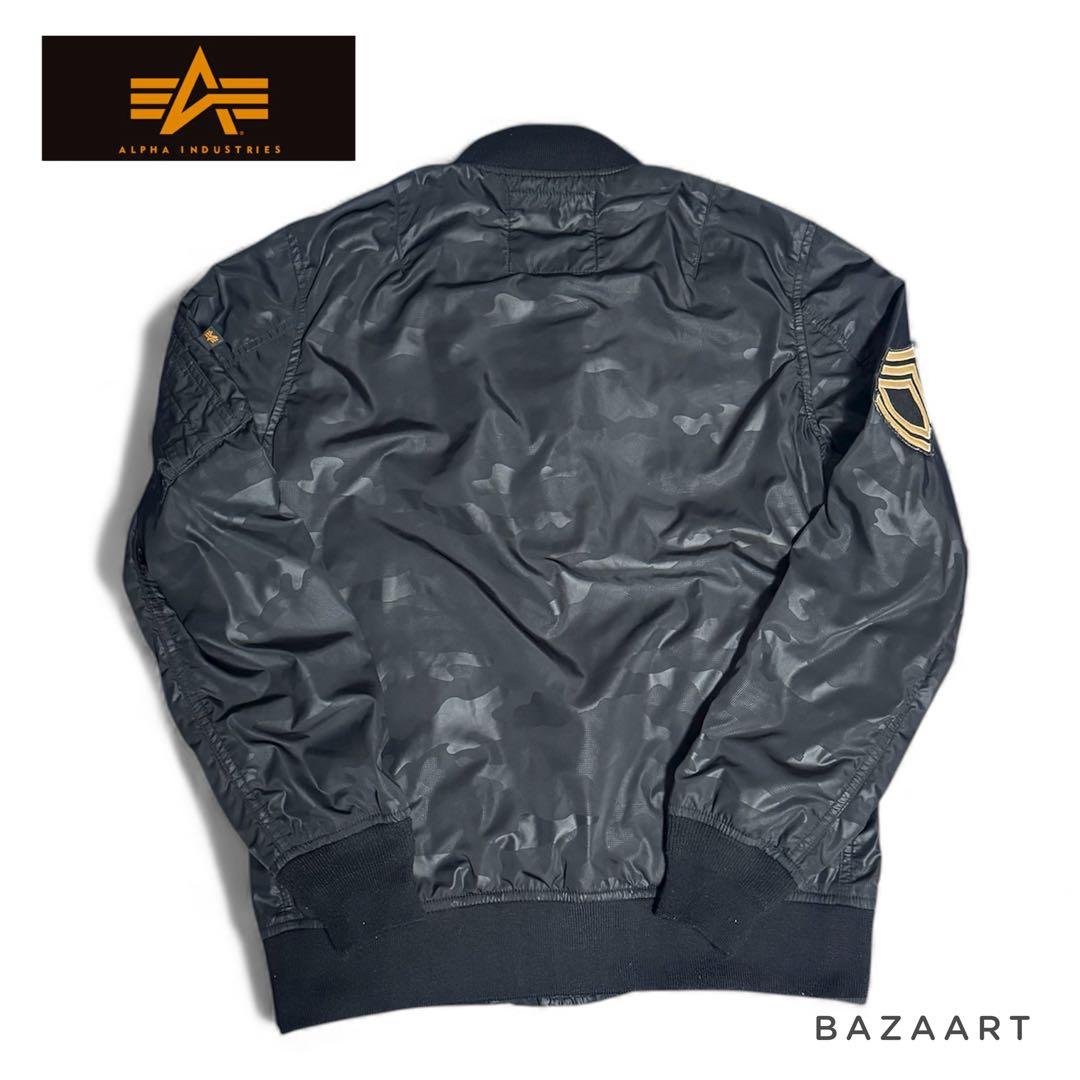 ALPHA MA-1 アルファ フライトジャケット 迷彩 カモフラ 黒 ブラック