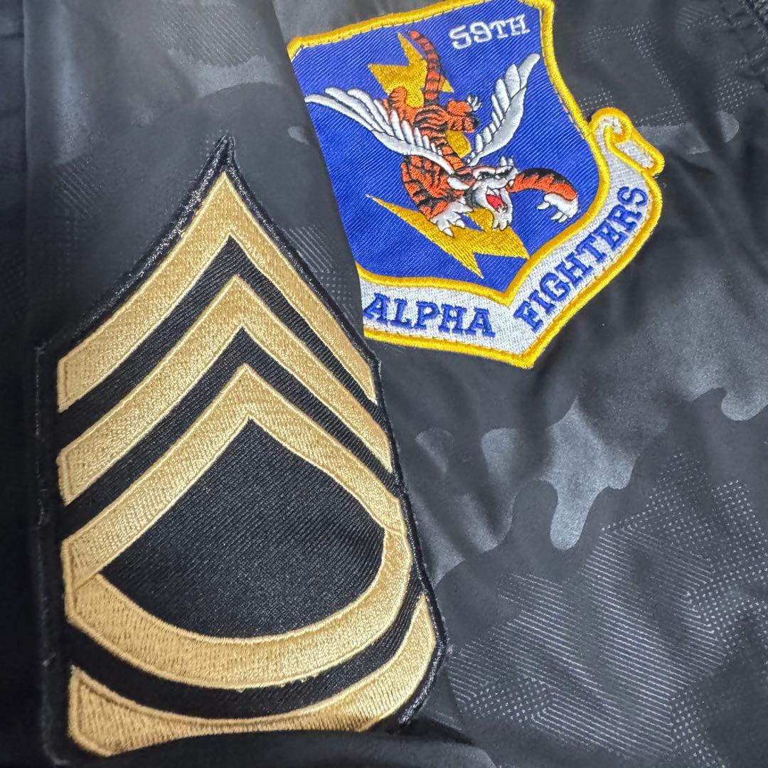 ALPHA MA-1 アルファ フライトジャケット 迷彩 カモフラ 黒 ブラック