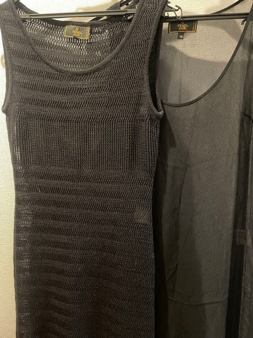 FENDI製の100%リネン素材ロングワンピース 40 ペチコート付き