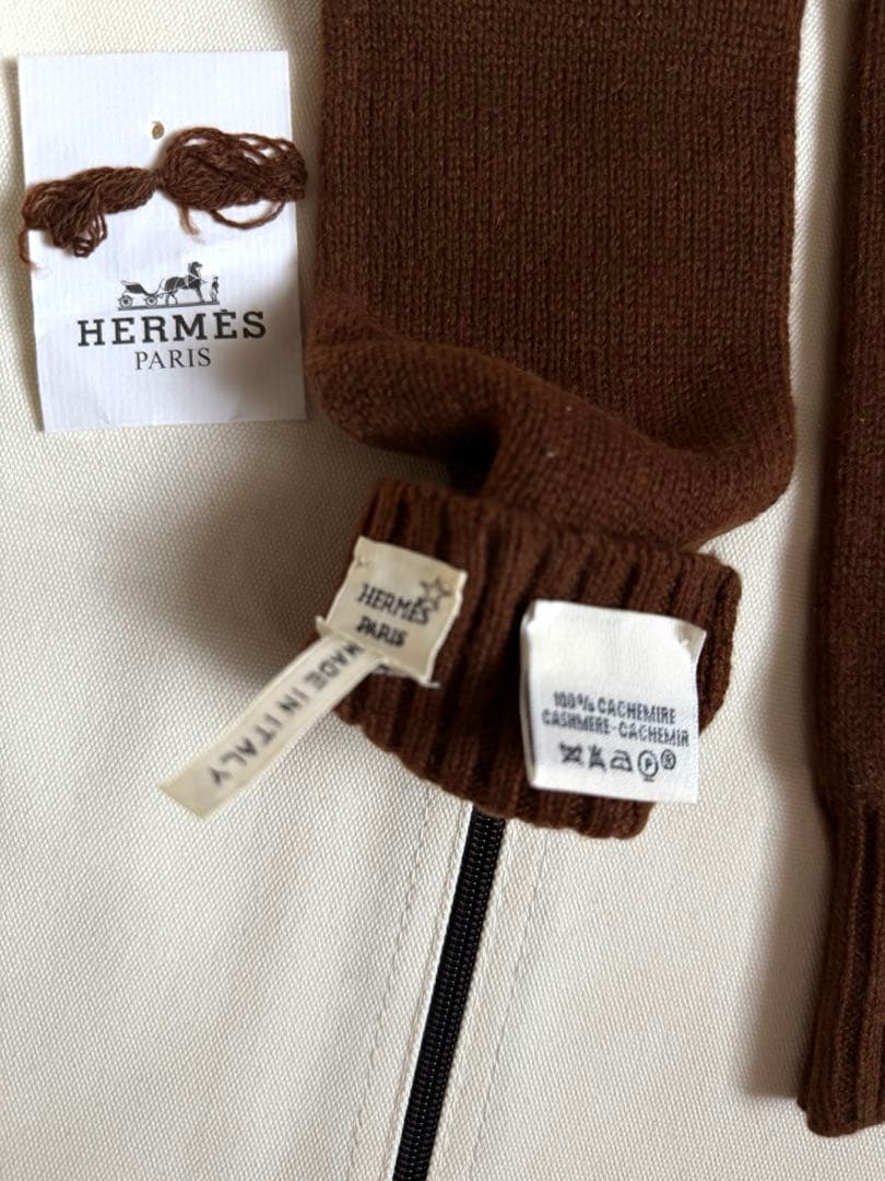 【未使用品】HERMESカシミヤ　ウールロンググローブ ブラウン