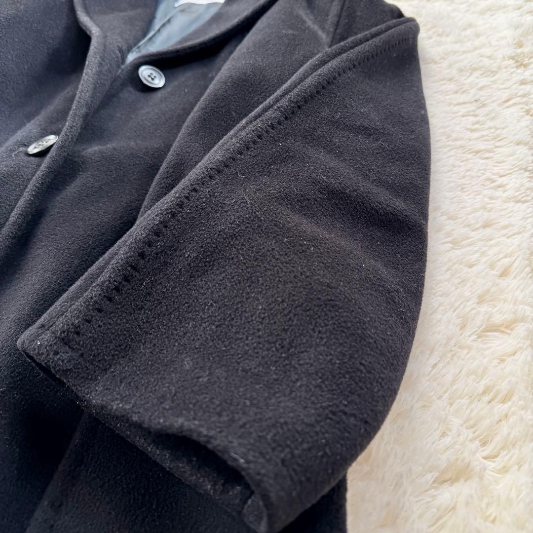 白タグ MaxMara カシミヤ混 ロングコート チェスター ブラック 42