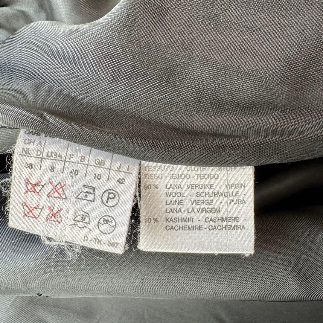 白タグ MaxMara カシミヤ混 ロングコート チェスター ブラック 42